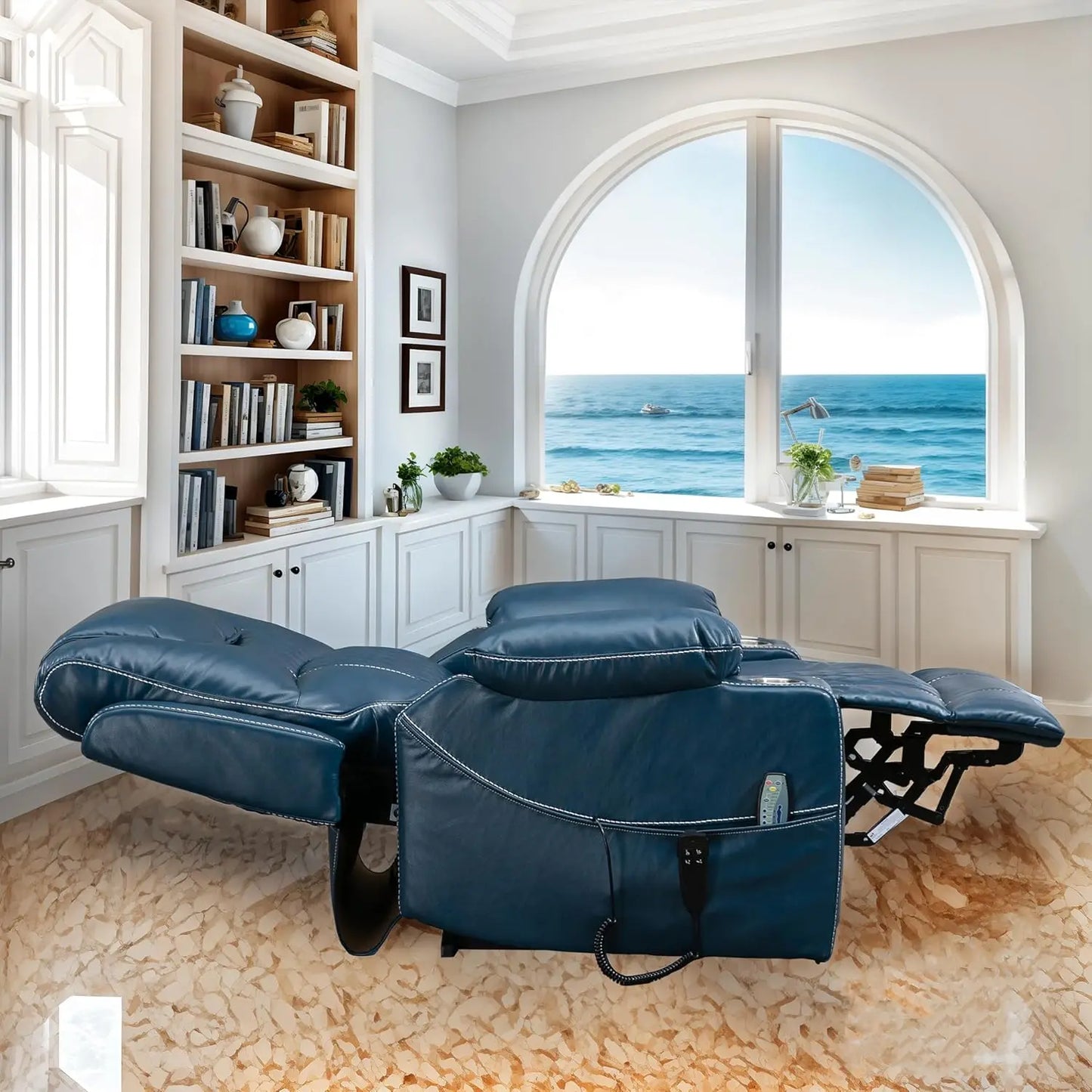 Power Lift Chair for Elderly 9968Pro, Lay Flat Recliner with Massage, Dual OKIN Motors, Remote Control, Breathable Leather,