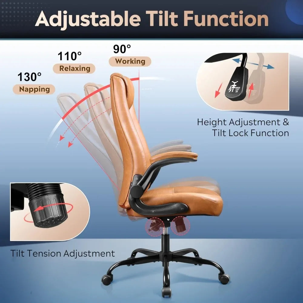 Computer Office Chair, High Back Ergonomic Desk Chair with Adjustable Flip-up Armrests, Lumbar Support & Thick Headrest