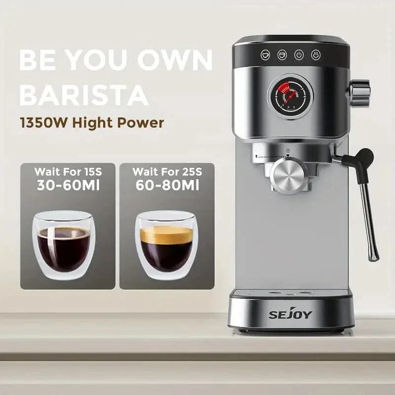 SEJOY Semi-Automatic Espresso Machines, Professional Espresso Machine with Milk Foam, Stainless Steel Expressions Machine