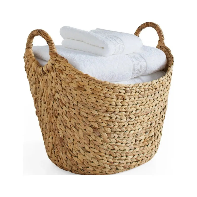 Oversized Water Hyacinth Boat Storage Organizer, Durable and Simple, Can Be Used to Store Toys, Blankets or Magazines