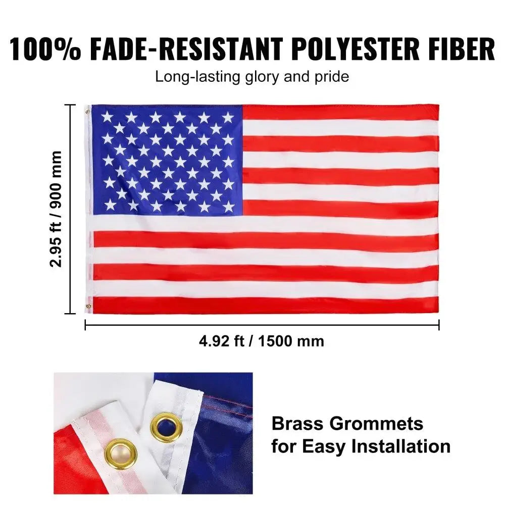 30FT Heavy Duty Aluminum Detachable Flagpole Kit Black American Flag Display