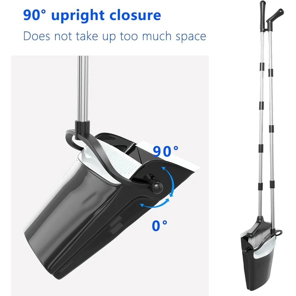 Extendable Broom Dustpan Combo Set 54in Long Handle Efficient Cleaning Tool Household Office Kitchen Space Saving Design