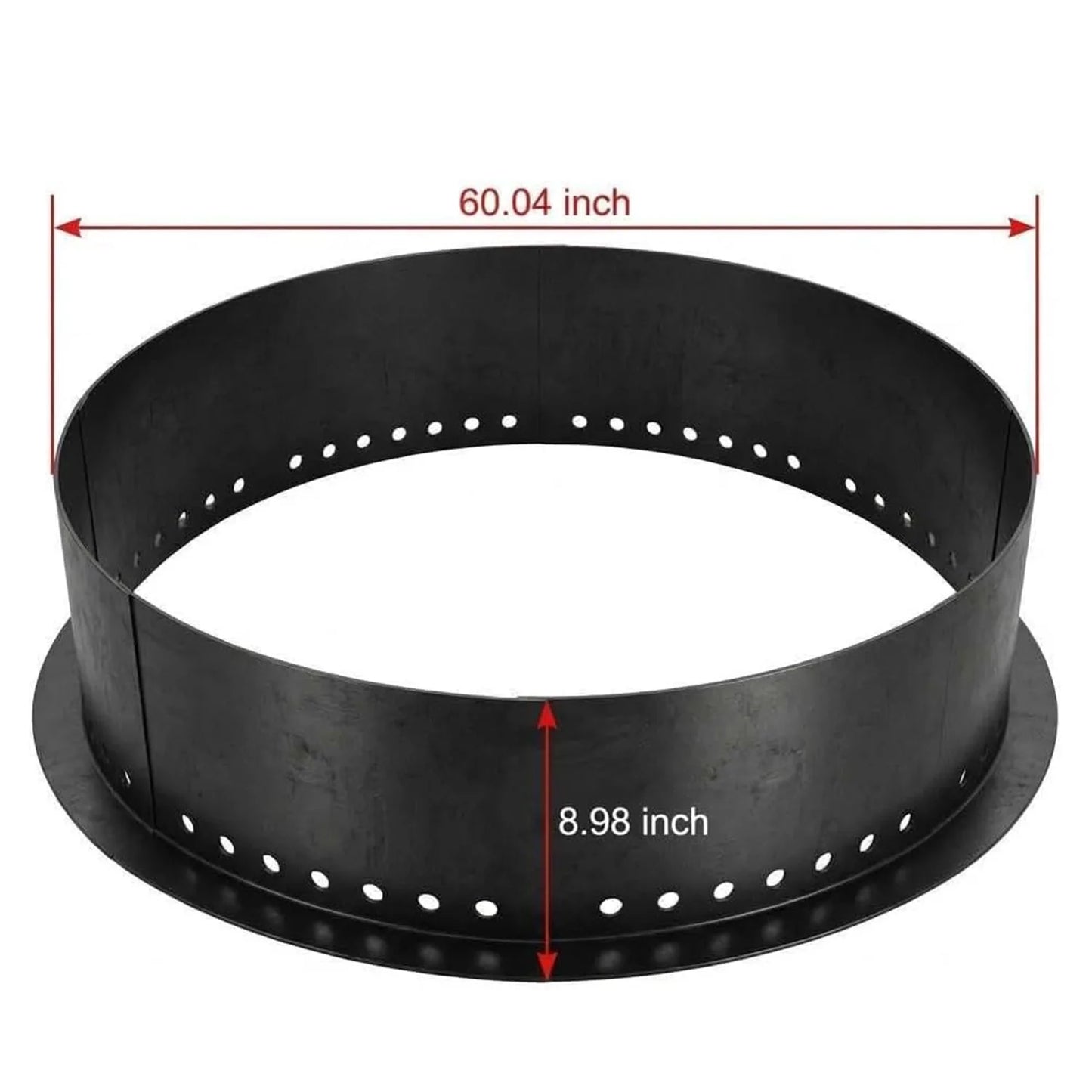 Round Fire Pit Ring 48/60 Inch, Carbon Steel Outdoor Campfire Ring With Vent Holes For Firewood Garden Patio Camping