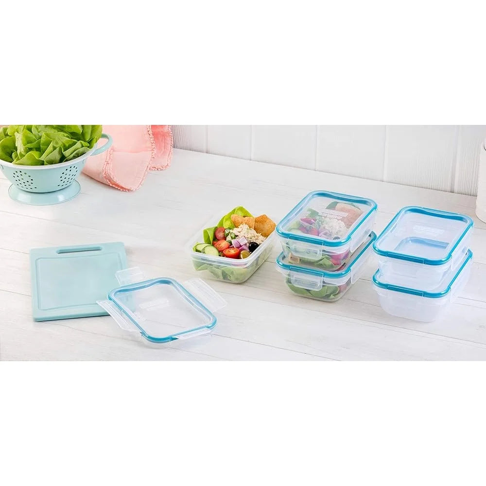 5-Pack Leakproof Airtight Food Storage Containers Set with Write Erase Labels Rectangular Tupperware Meal Prep Dishwasher