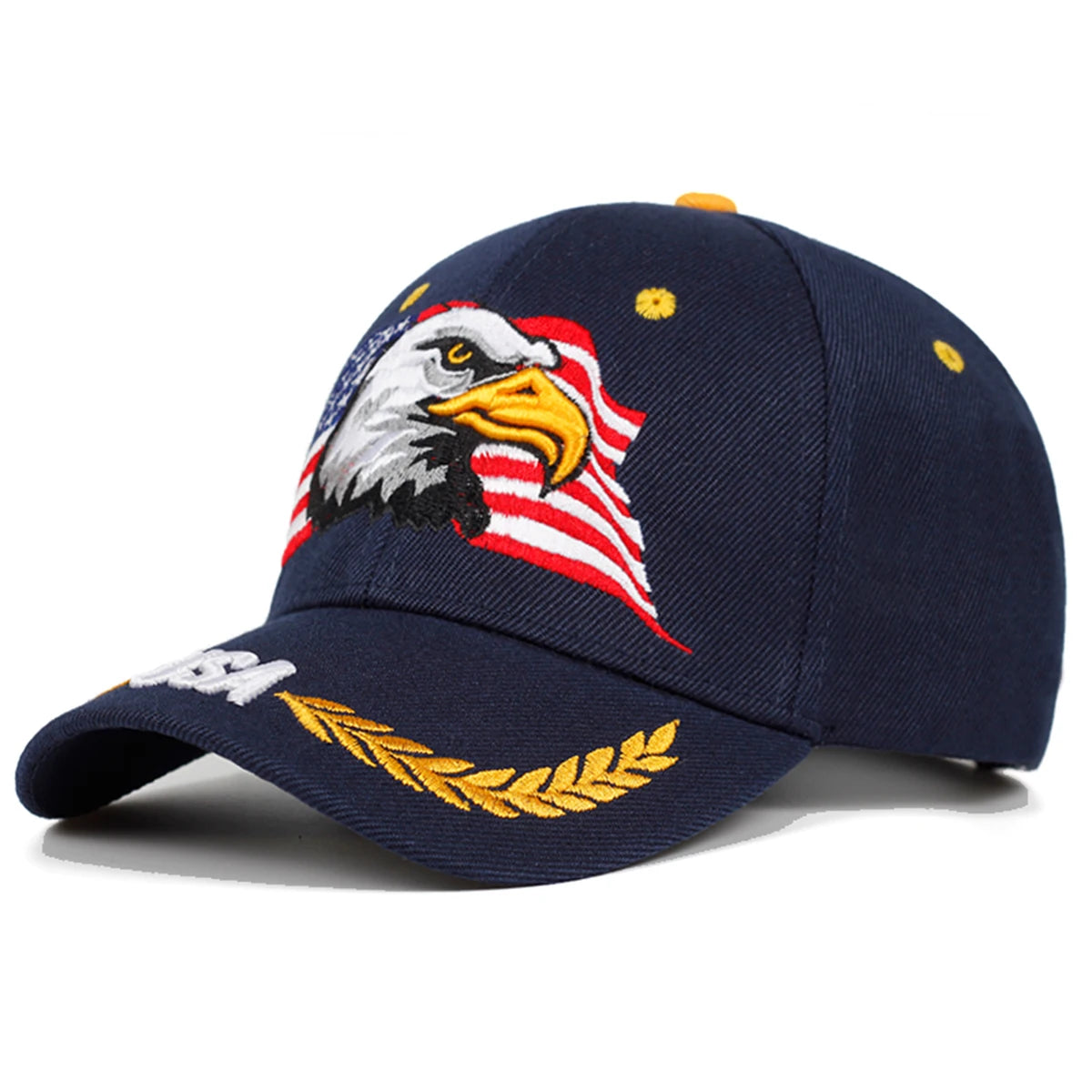1piece Unisex US Eagle Embroidery Baseball Cap Outdoor Adjustable Sunscreen Leisure Hat Spring Autumn Travel Tourism Vacation