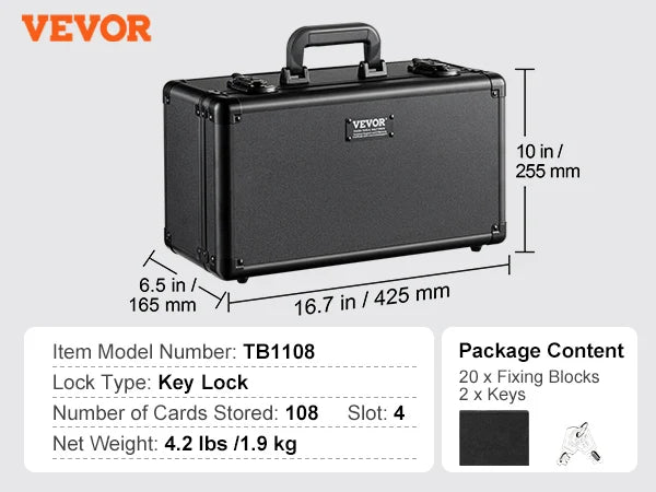 SucceBuy Graded Card Storage Box 4 Slots or 5Slots with Key Lock or Coded Lock Foam Dividers for 96/108/120/162 PSA Graded Cards