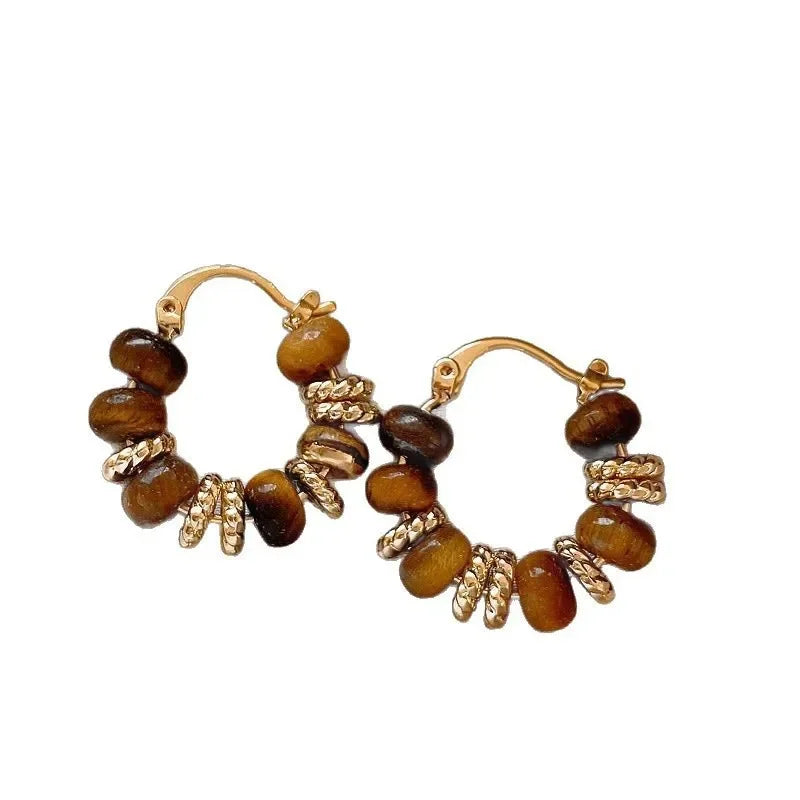 Vintage Brown Dripping Oil U-shaped Earring for Women Simple Hoop Earrings Temperament Personality Fashion Female Jewelry 2026