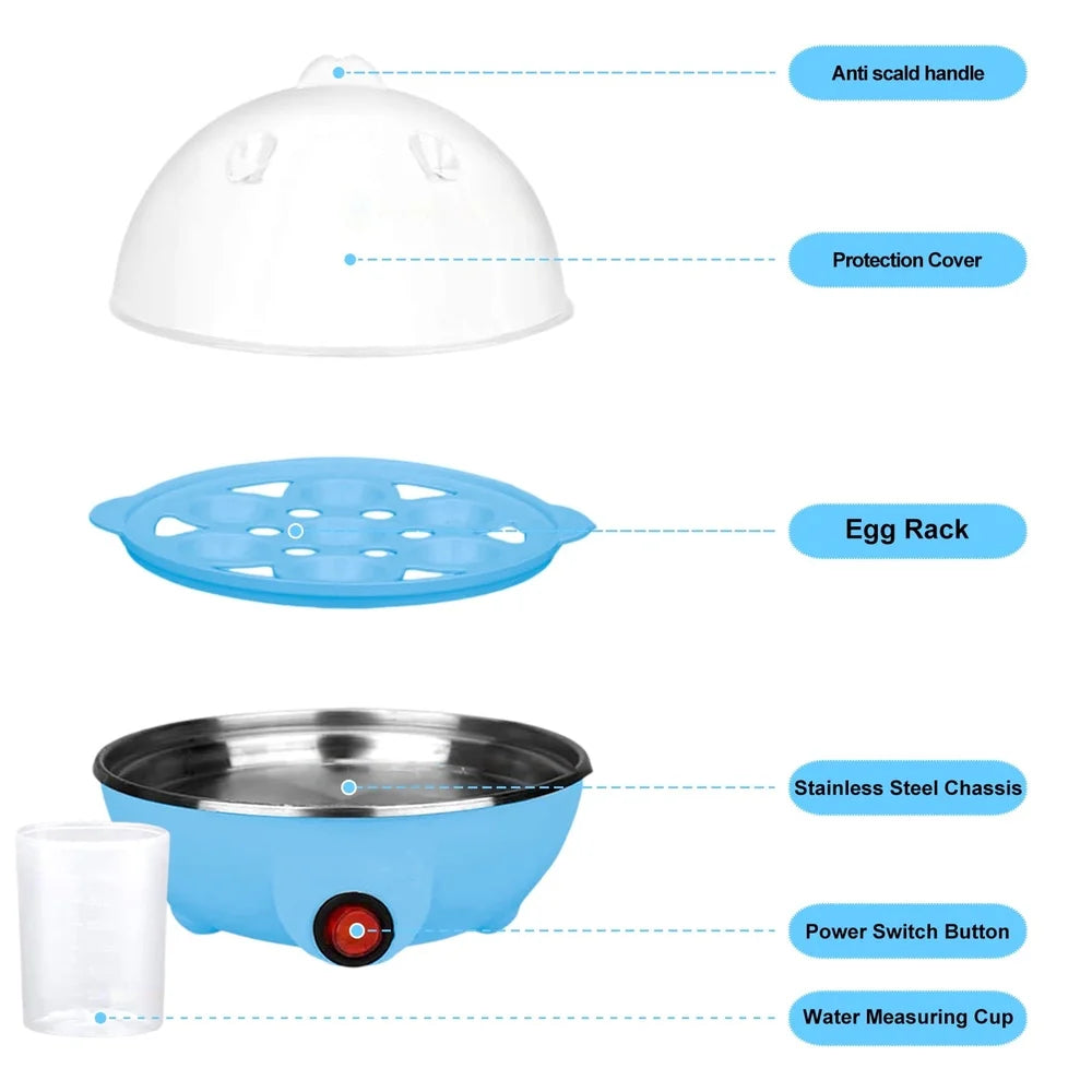 Electric Egg Cooker Hard Boiled Poached Scrambled Eggs Omelets Steamer Vegetables Seafood Dumplings 7 Eggs Capacity Timer