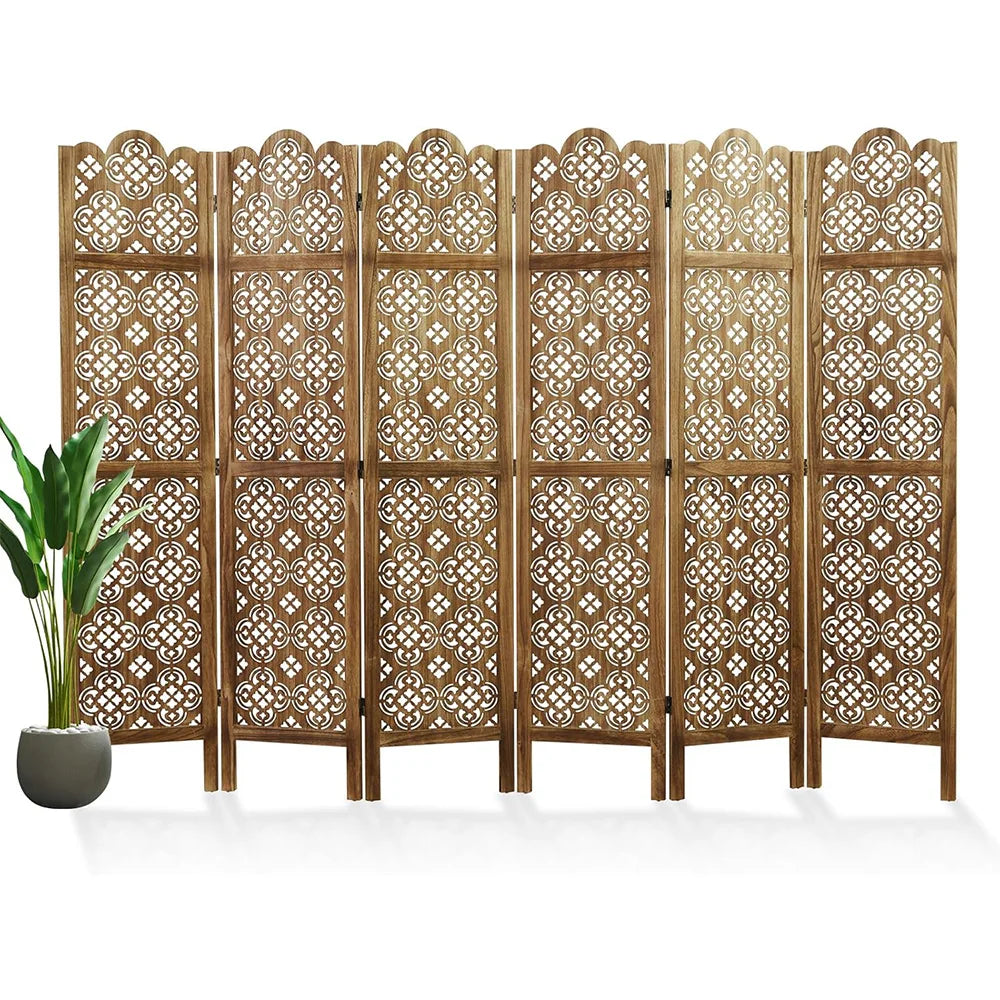 Folding Room Divider Wood Carved Privacy Screens - Ideal Decorative Partition for Home, Office, Restaurant, Bedroom