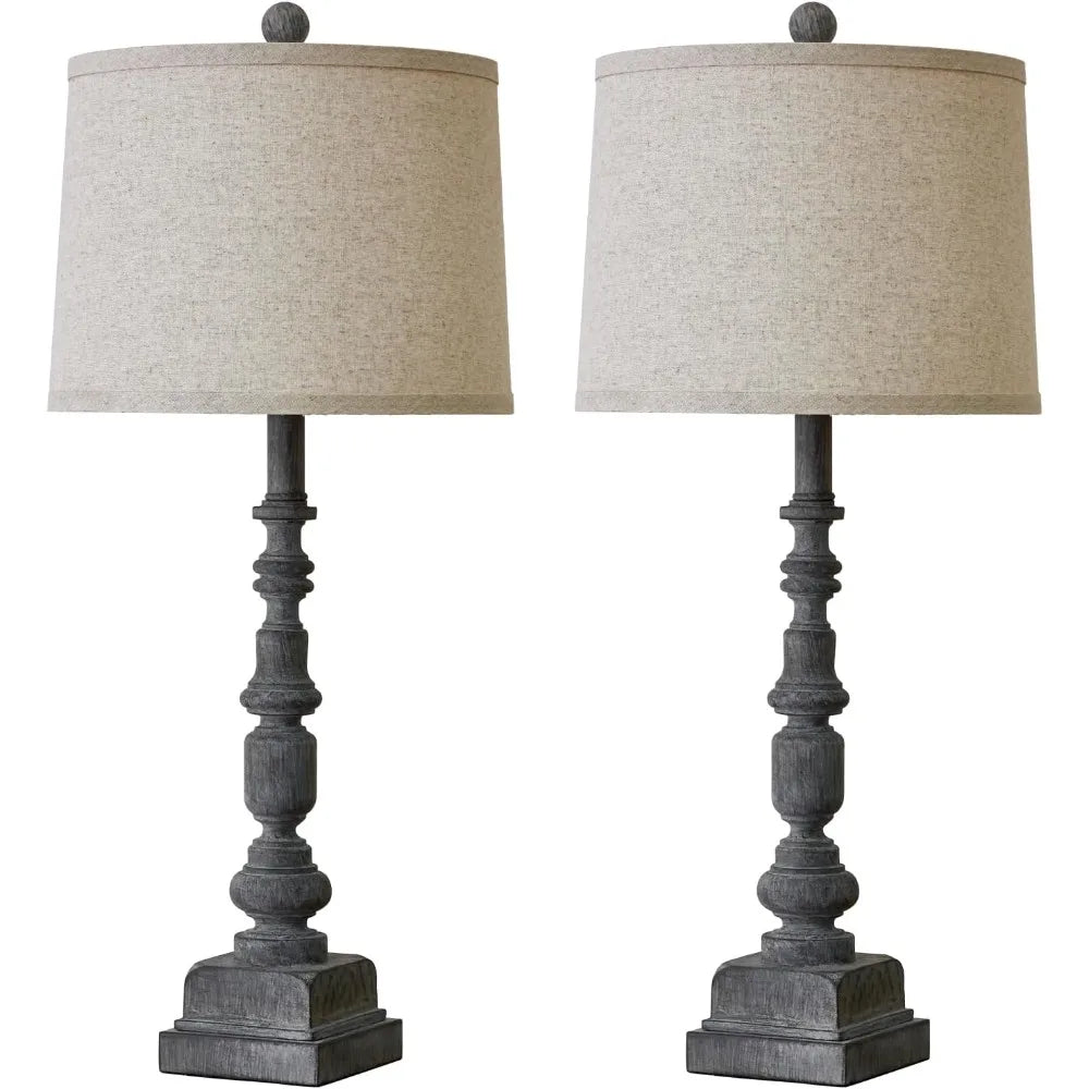 Oneach 27.75" Vintage Farmhouse USB A+C Table Lamps Set of 2 for Living Room Traditional Bedside Lamps for Bedroom Office Mid Ce
