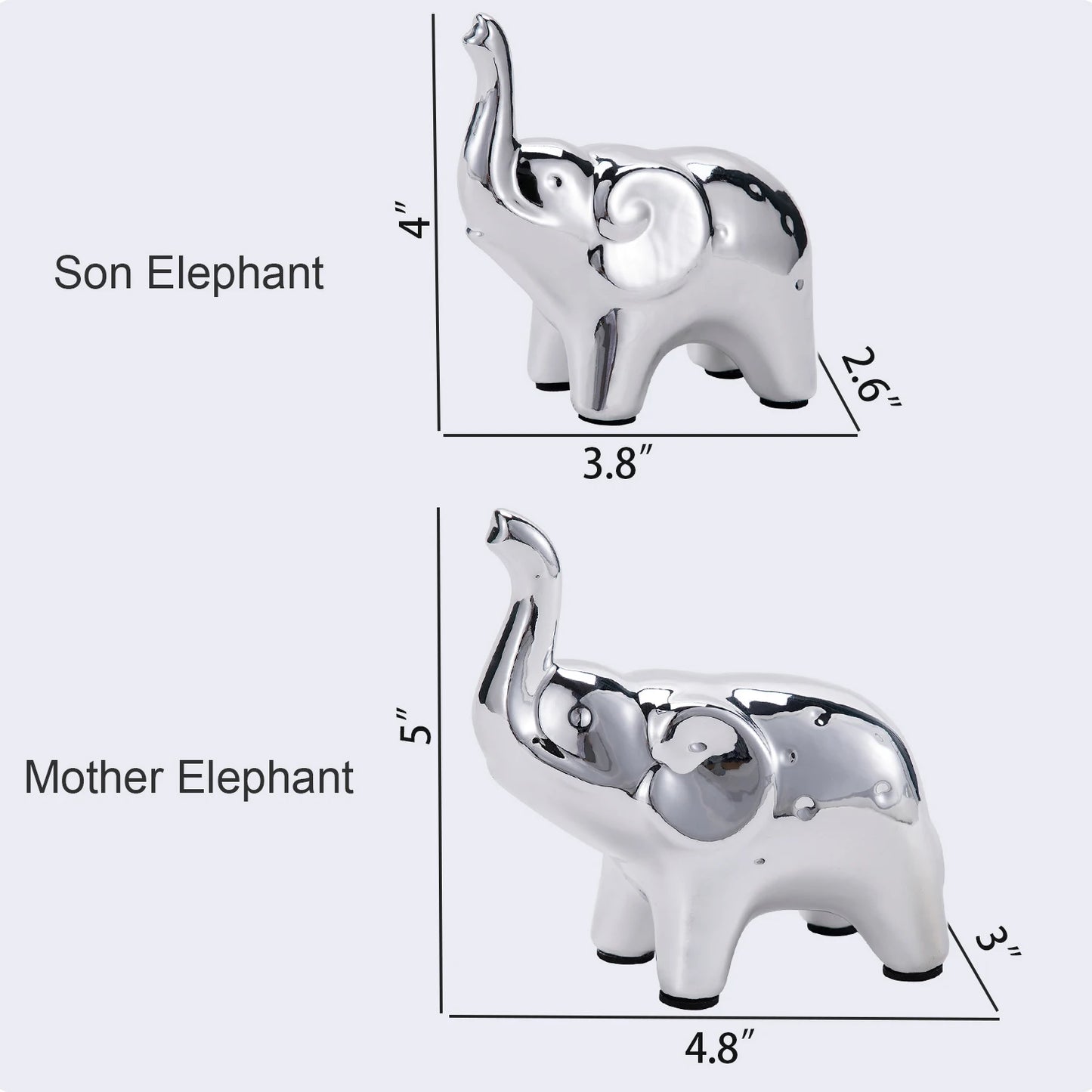 A Pair Elephant Statue Ceramic Animal Sculpture Craft Home Office Desktop Decor Wealth Lucky Statue Christmas Mother's Day gift