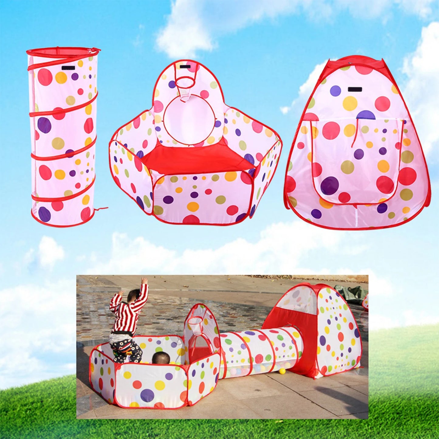 3Pcs/Set Children Baby Play House Tent Tunnel Ball Pool Up Kids Indoor Outdoor Toys Baby Ball Pool Brain Game Learning