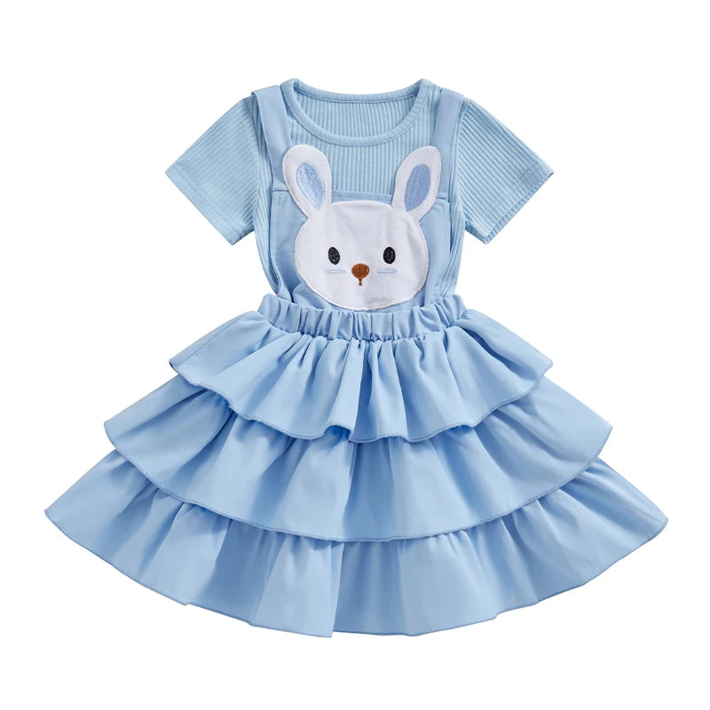 Girls Summer Outfit Sleeveless Floral Print Top with Denim Overall Dress Set for Kids 2-Piece Cute Outfit