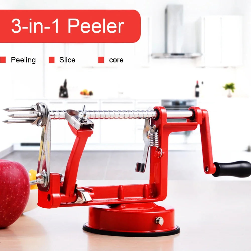 3 in1 Multi-functional Fruit Peeling Machine Fruit Potato Apple Peeler Vegetable Spiralizer Kitchen Hand-cranked Clipping Slicer