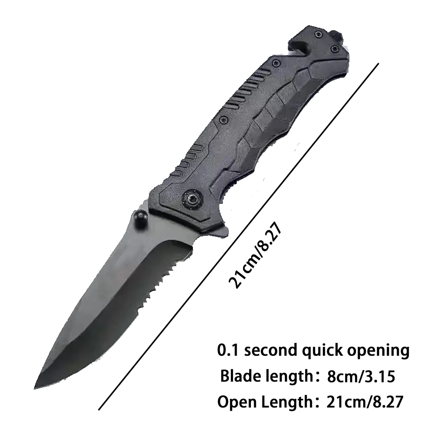 Multi functional outdoor camping knife with safety lock, foldable blade and sharp pocket tactical knife, suitable for fishing