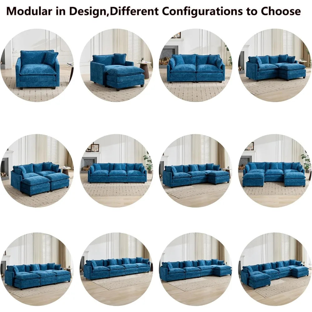Modular Sectional 2 Seater Cloud Sofa Couch for Living Room,78" Loveseat Couch with Deep Seat,Modern Chenille 2 Seat Sofas,Fluf
