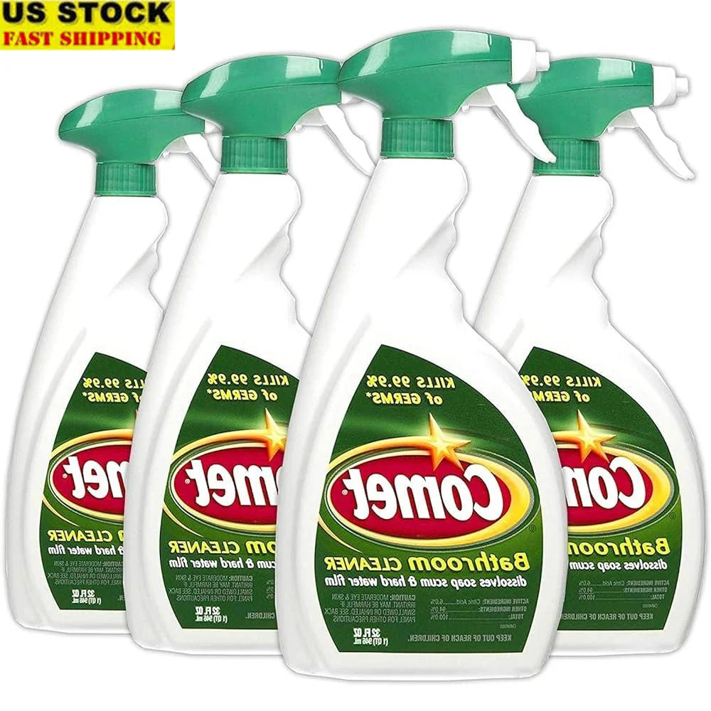 Bathroom Cleaner Spray 32oz Non Toxic Soap Scum Remover Hard Water Film Dissolver Almond Scent 4 Pack For Art Utensils