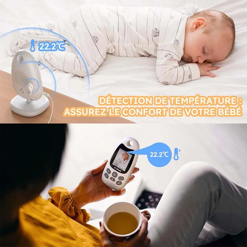 BOIFUN Baby Monitor with Camera Portable Vox Function Temperature Sensor Video Baby Monitor 2.4 GHz Intelligent Standby 720p