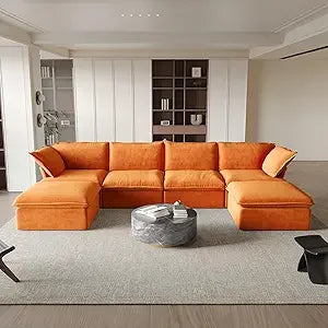 U-Shaped Couches for Living Room, Convertible Sectional Sofa, 162" Modern Deep Seat Soft Cloud Couch, Modular Sectional Sofas wi