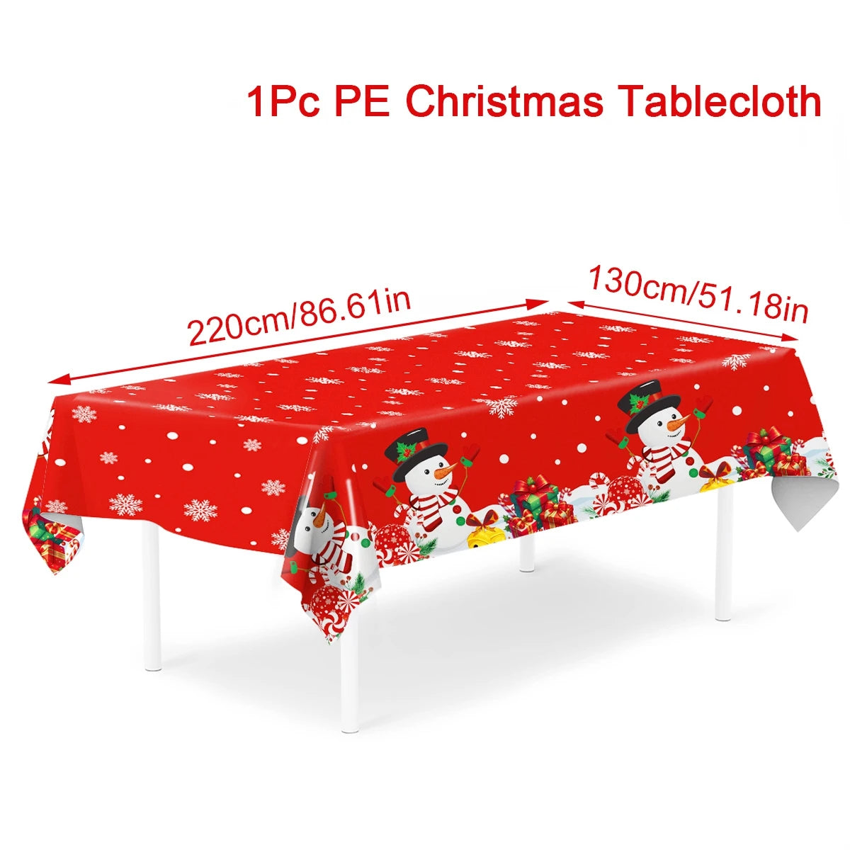 2025/2026 Christmas Snowflake Plastic Tablecloth - Merry Xmas Home Decor for Navidad, Natal & New Year Table Ornament