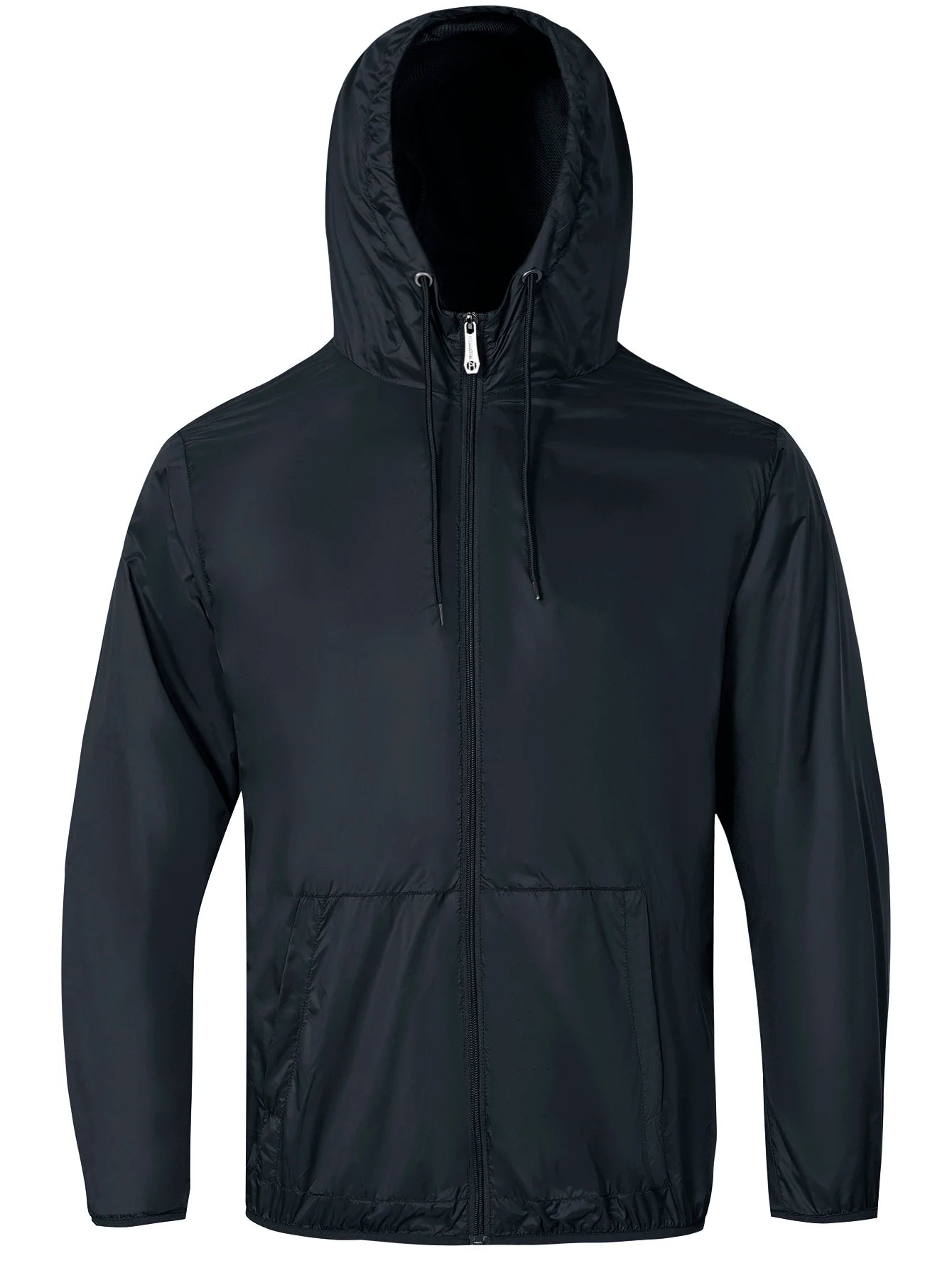 Men's lightweight windbreaker jacket - zippered, long sleeved, foldable storage, suitable for outdoor sports and hiking