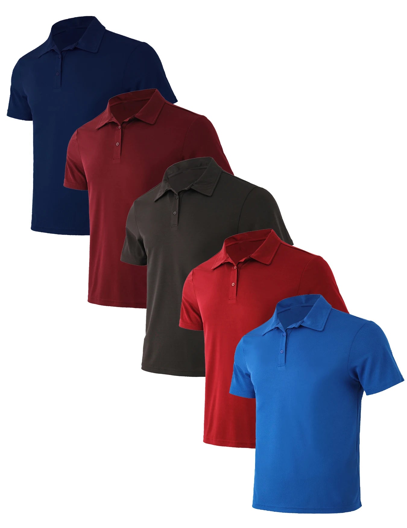 5-piece men's summer solid color short sleeved polo shirt breathable quick drying short sleeved top