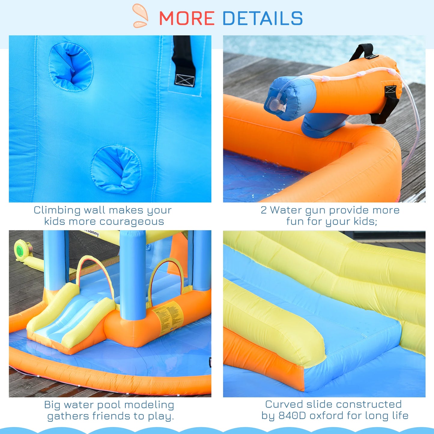 13.7' X 11.8' X 6.2' Outdoor Inflated Castle for Splashing, Sliding, & Climbing