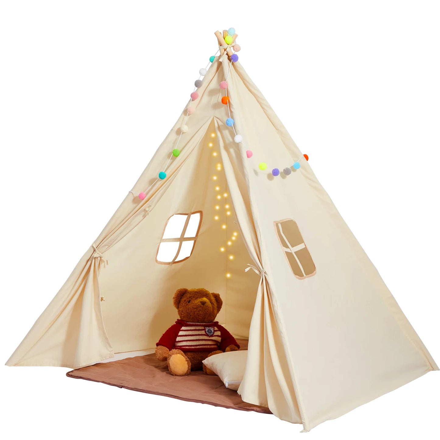 SucceBuy Kids Play Tent Teepee Tent for Kids 1-5 Years Old Tent for Kids with Windows for Indoor and Outdoor Toddler Tent