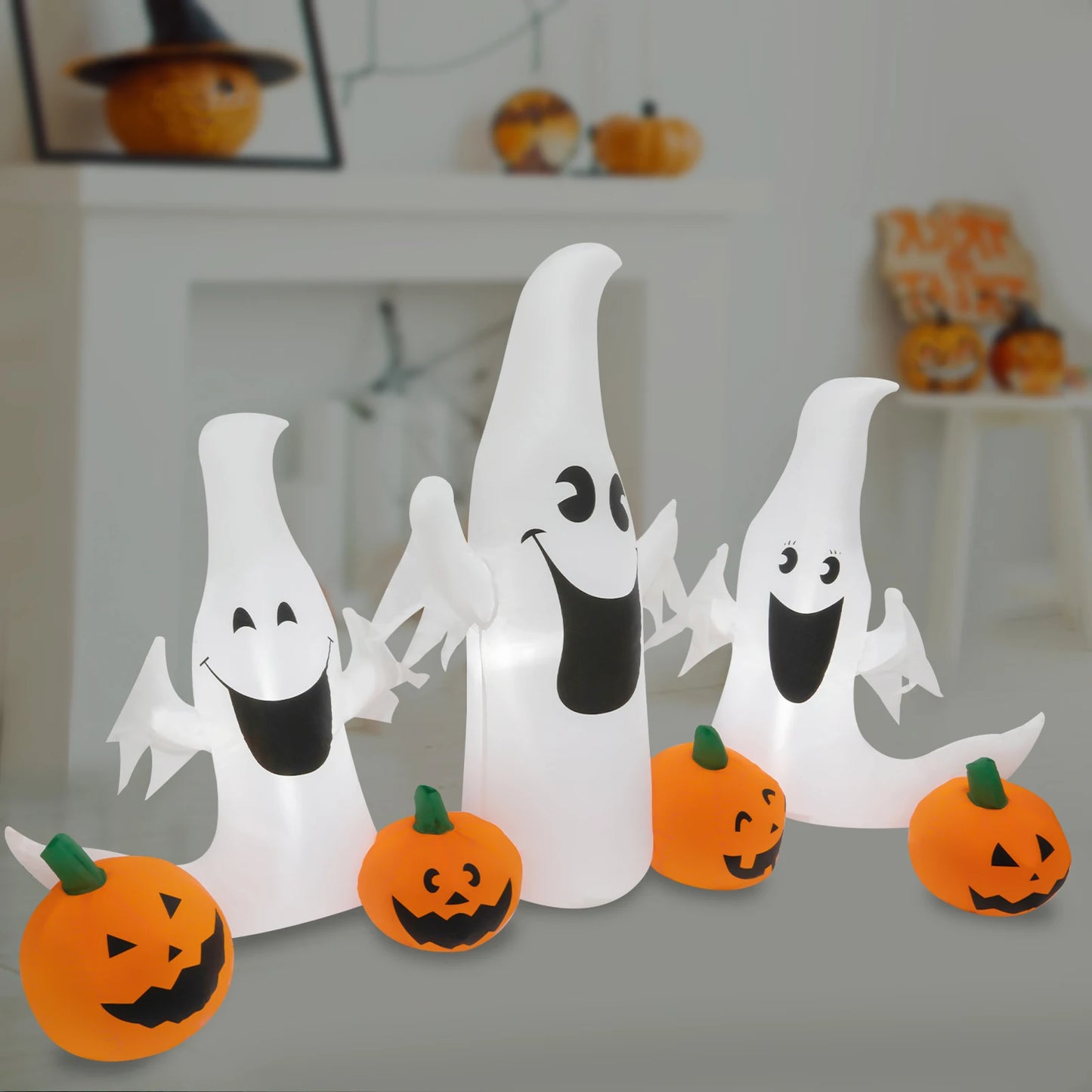 Halloween Inflatable Decorations, Inflatable Decorations with Led Lights, Deflatable Long Halloween Inflatables