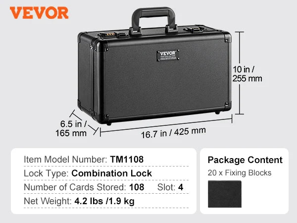 SucceBuy Graded Card Storage Box 4 Slots or 5Slots with Key Lock or Coded Lock Foam Dividers for 96/108/120/162 PSA Graded Cards
