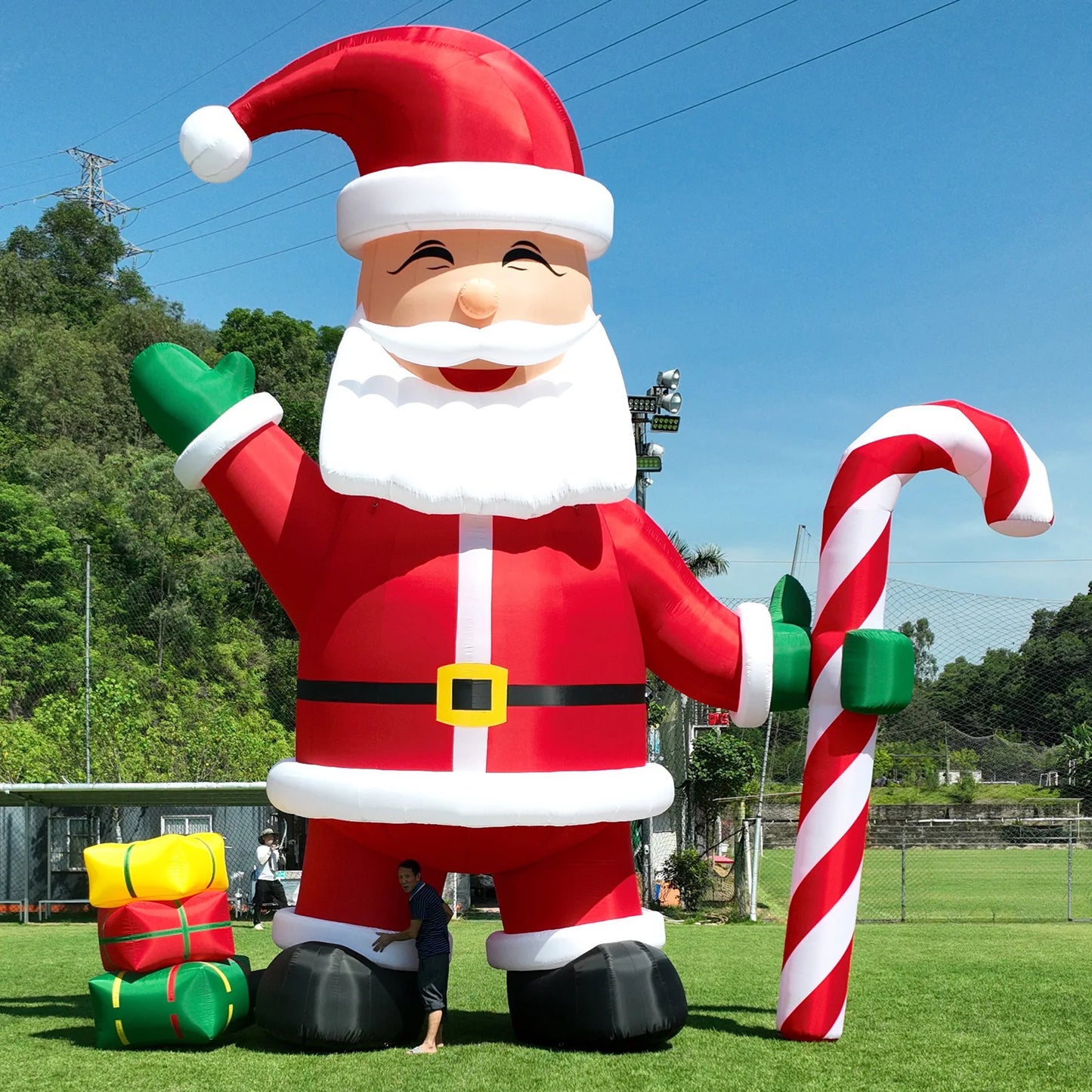 Giant Inflatable Santa Claus, Blow Up, Christmas Party, Xmas, Outdoor Decoration with Cindy Cane, Gift Boxes, 26ft