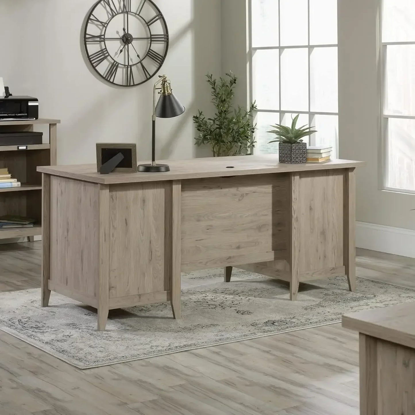 Summit Station 66"W Executive Computer Desk, Laurel Oak