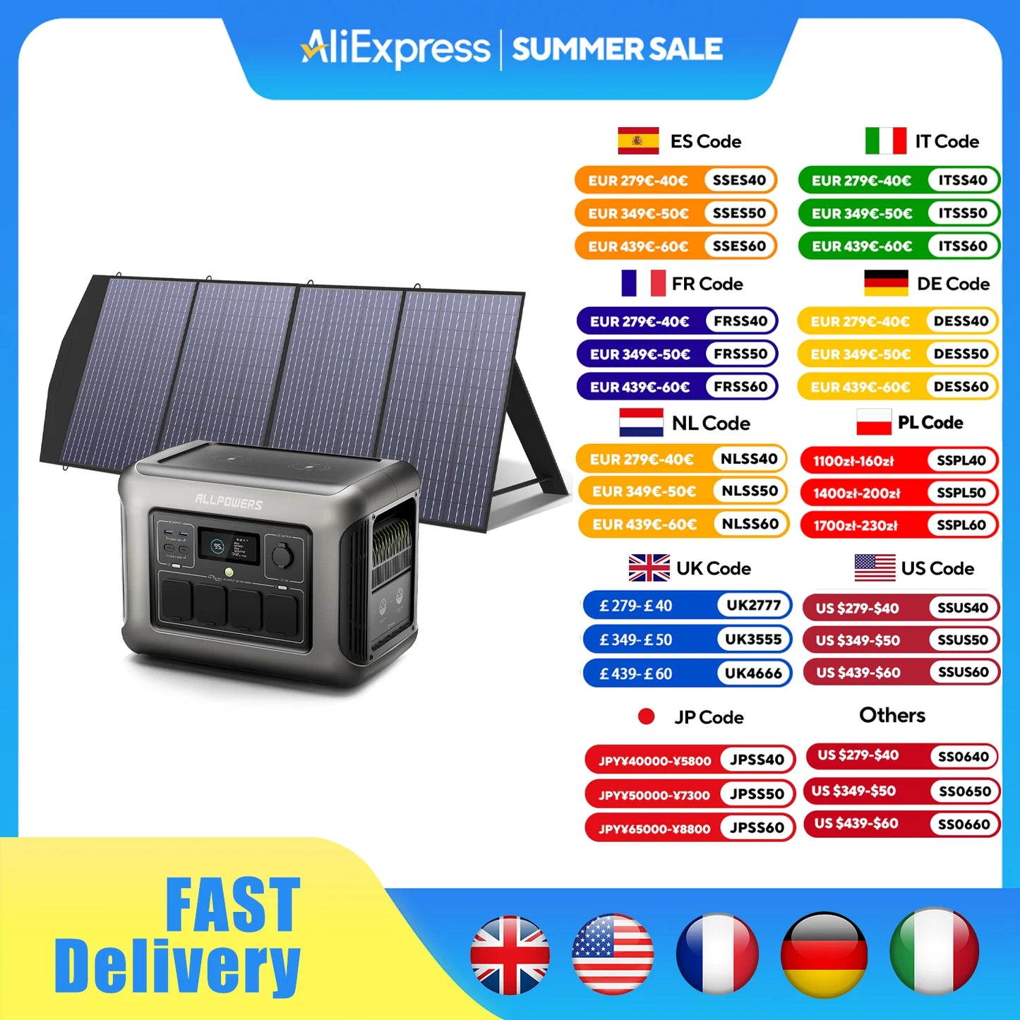 ALLPOWERS R1500 Portable Power Station with 100W/200W Solar Panel 1152Wh LiFePO4 AC Output Solar Generator for Garden Party