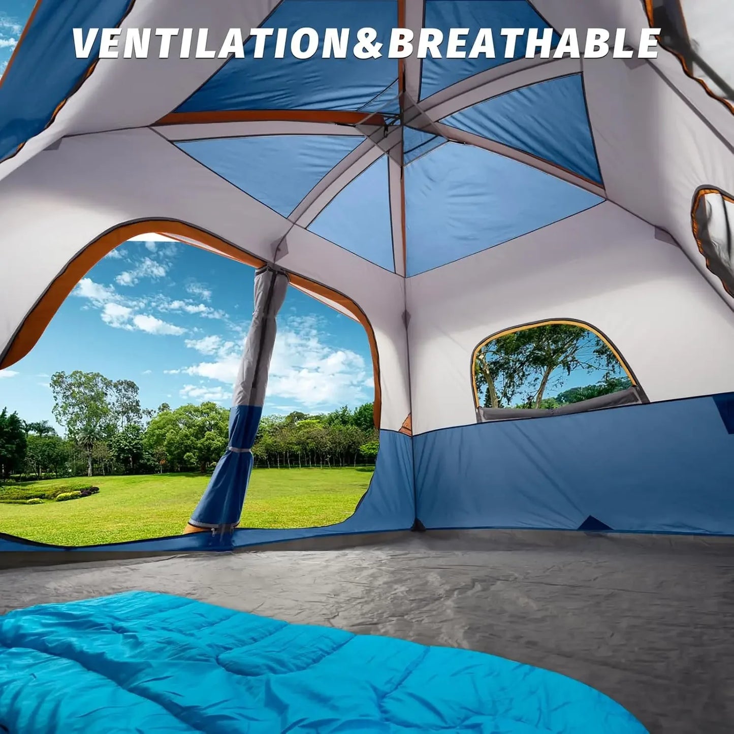 Camping Tent 8 Person, Waterproof Windproof Tent with Rainfly Easy Set up-Portable Dome Tents for Camping