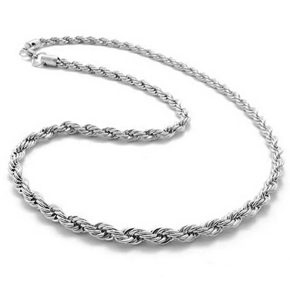 Silver 18/20/22/24 Inch 4mm Twisted Rope Chain Necklace For Women Man Fashion Wedding Charm Jewelry
