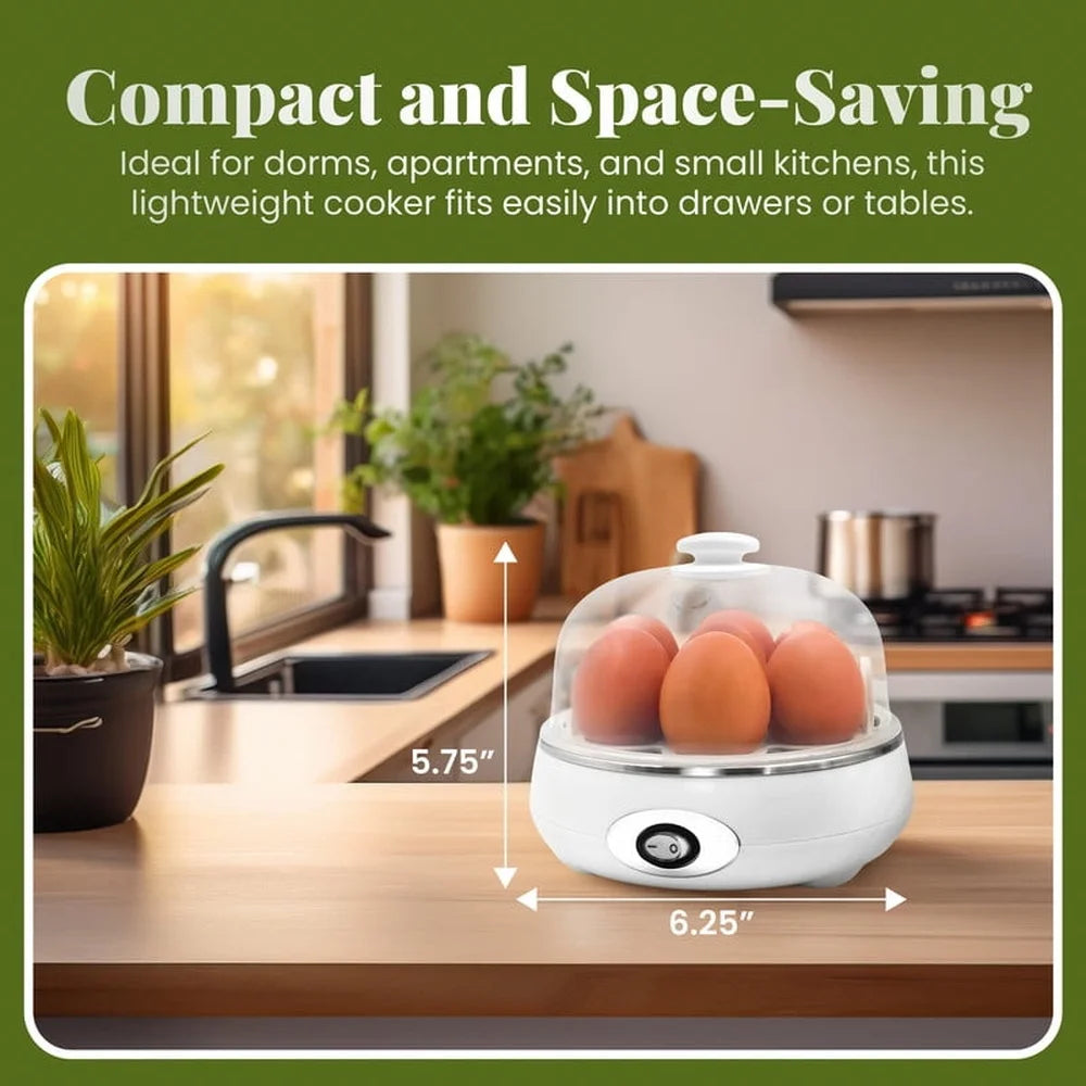 Rapid Egg Cooker 7 Egg Capacity Automatic Shut Off Built In Timer Dishwasher Safe Measuring Cup Soft Medium Hard Boiled Eggs