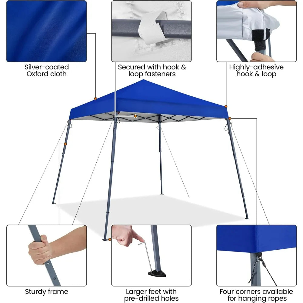 Pop Up Canopy, 10x10 Slant Leg Easy Outdoor Canopy Tent, Folding Portable Instant Shelter Tent with Backpack
