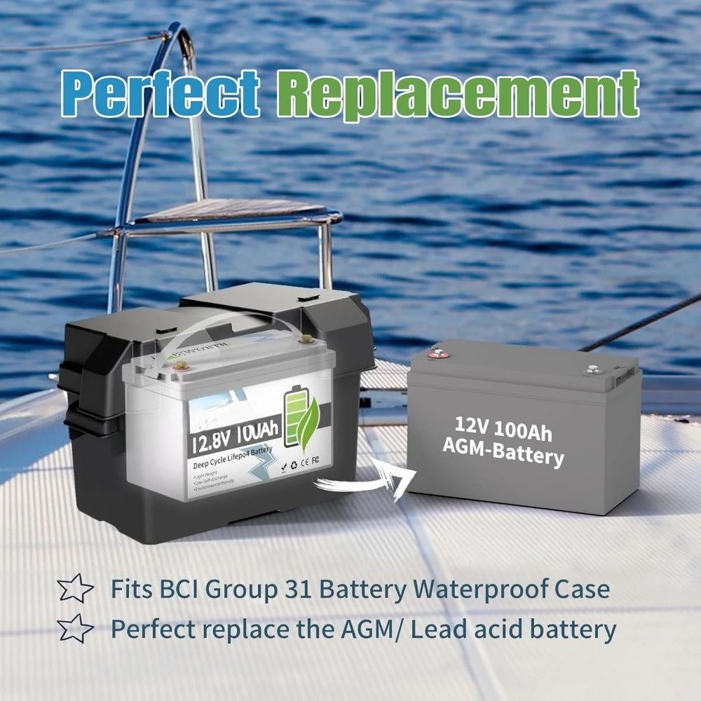 12V 100Ah LiFePO4 Battery, Rechargeabel Deep Cycle Lithium Batteries, 100A BMS with Low-Temp Protection, Perfect for RV