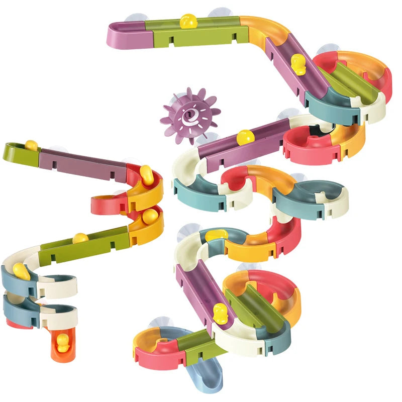 86Pcs Baby Bath Toy Diy Marble Run Suction Cups Waterwheel Set Assembling Track Bathroom Bathtub Kids Water Game Toy for Toddler