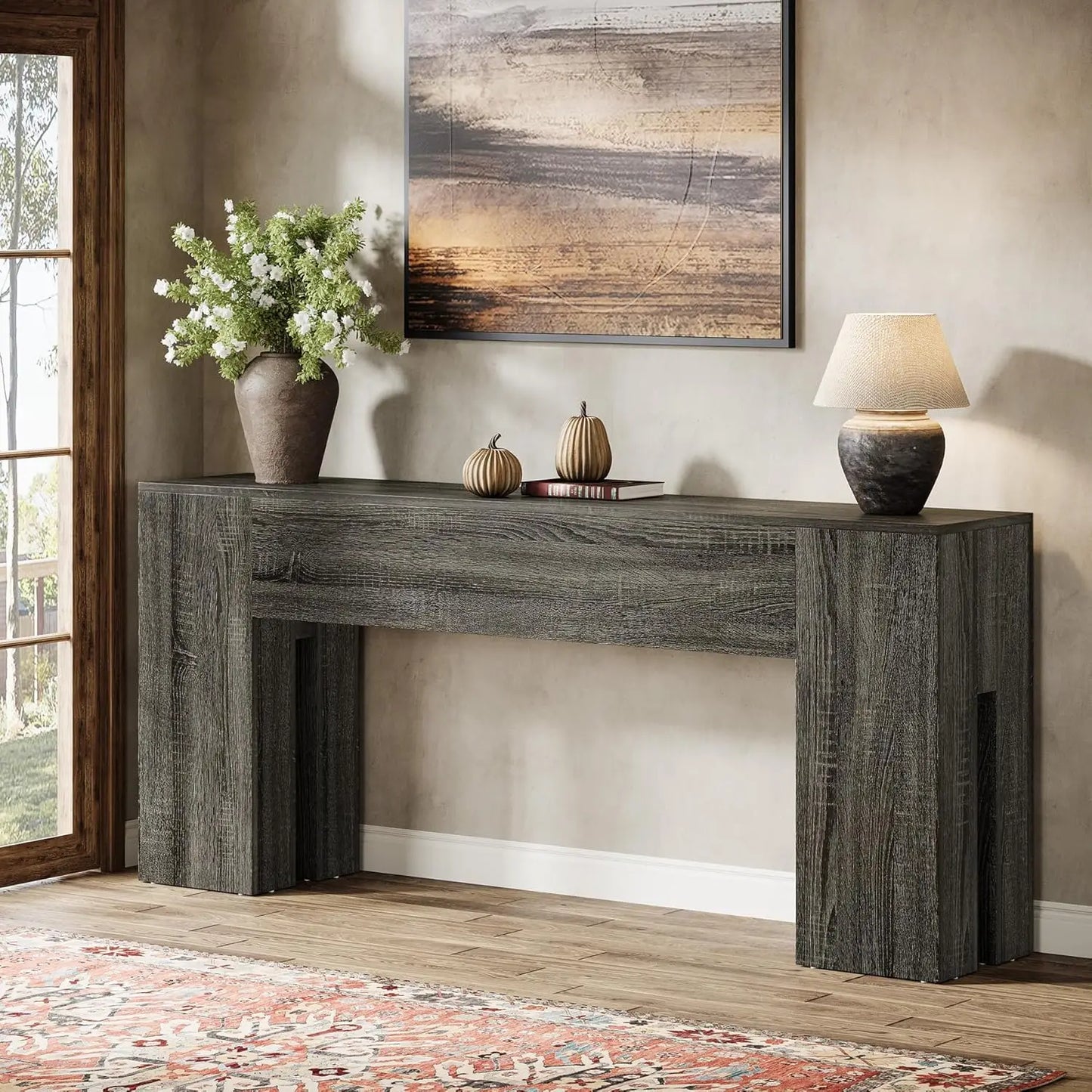 LITTLE TREE 71-Inch Long Console Table for Entryway, Farmhouse Sofa Console Behind Couch,for Hallway, Foyer, Living Room