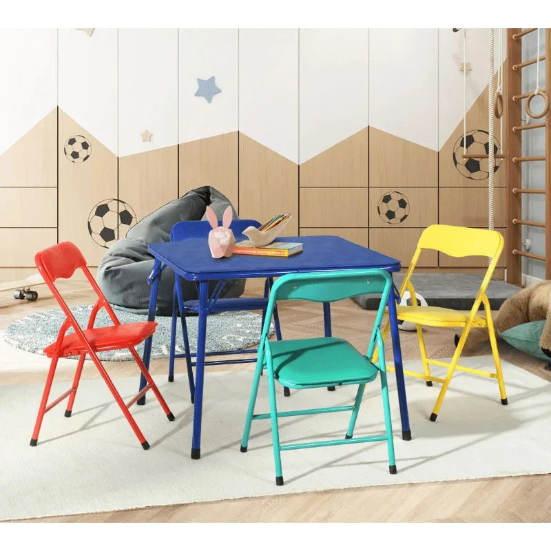 Kids Game Card Table and Chair Set, 5-Piece Toddler Furniture for Playroom & Preschool