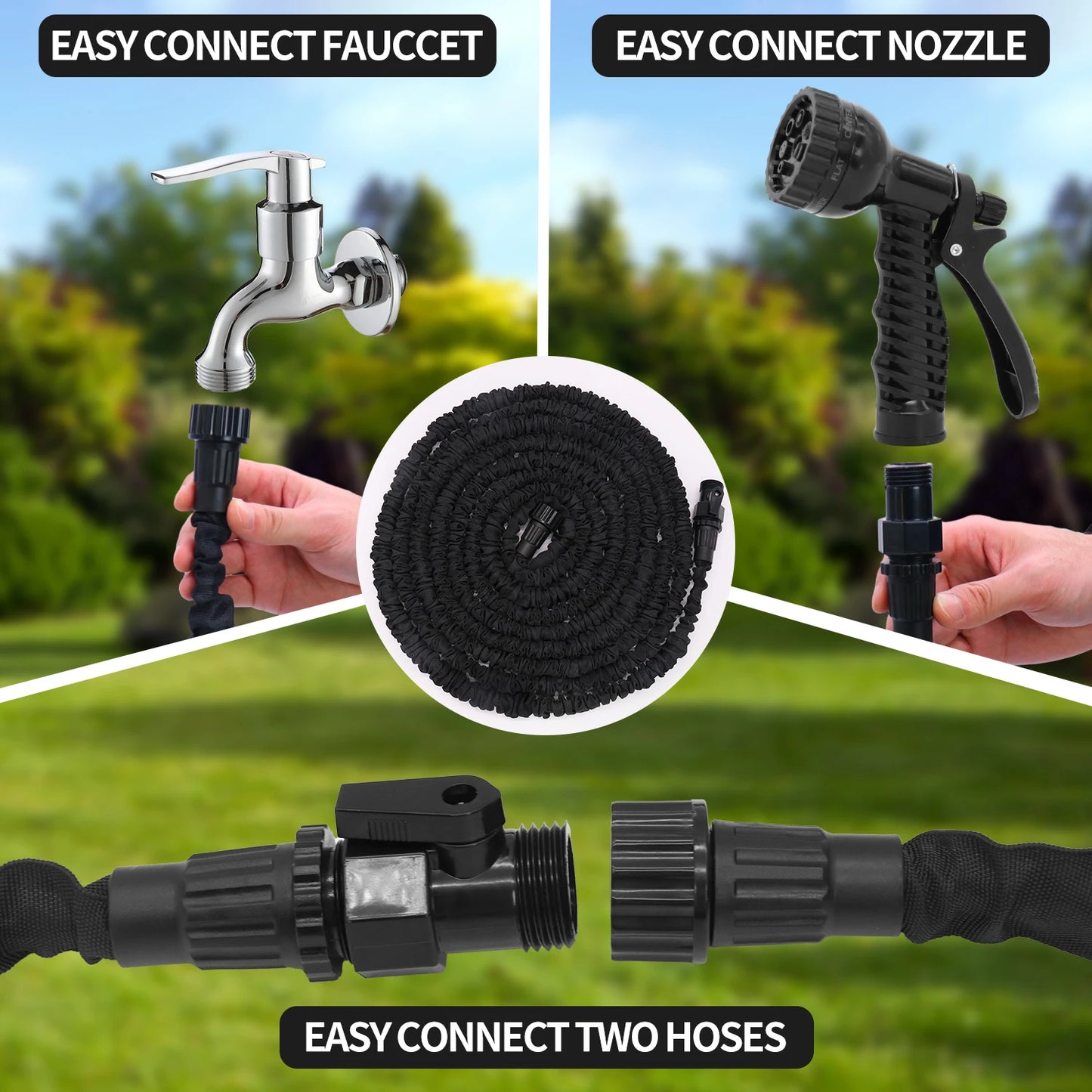 GardenJoy Expandable Water Hose 50 ft. x 2-Pack Water Hose 3/4 in.Magic Hose 100 ft. Home Garden Watering Hose Car Wash Pipe