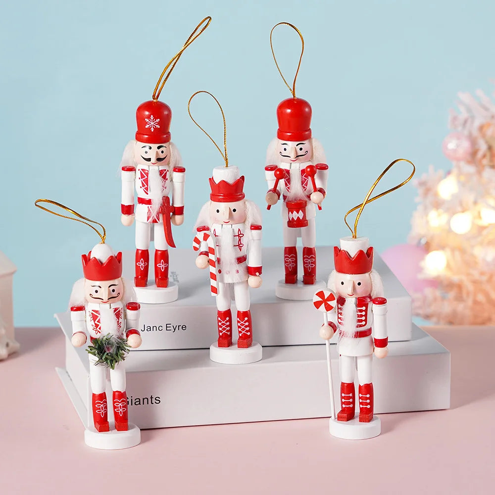 12cm Nutcracker Walnut Soldier Doll Puppet Pendant Five Piece Set Christmas Pendant Decoration Model Home Desktop Decorations