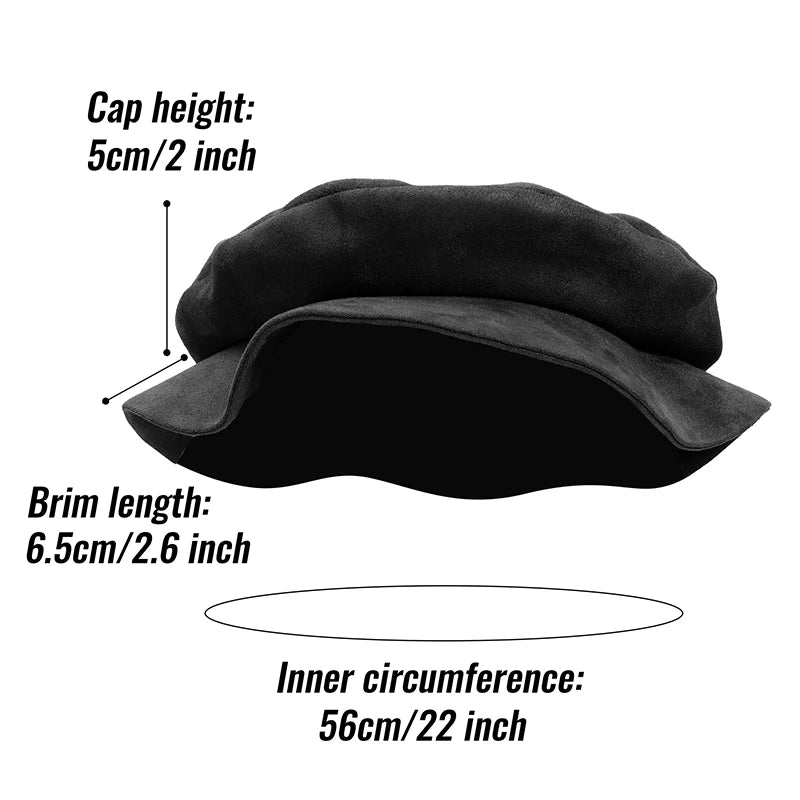 DAZCOS Medieval Tudor Flat Cap Faux Suede Beret Hat Renaissance Festival Costume Accessories French Beret Hats for Men Women