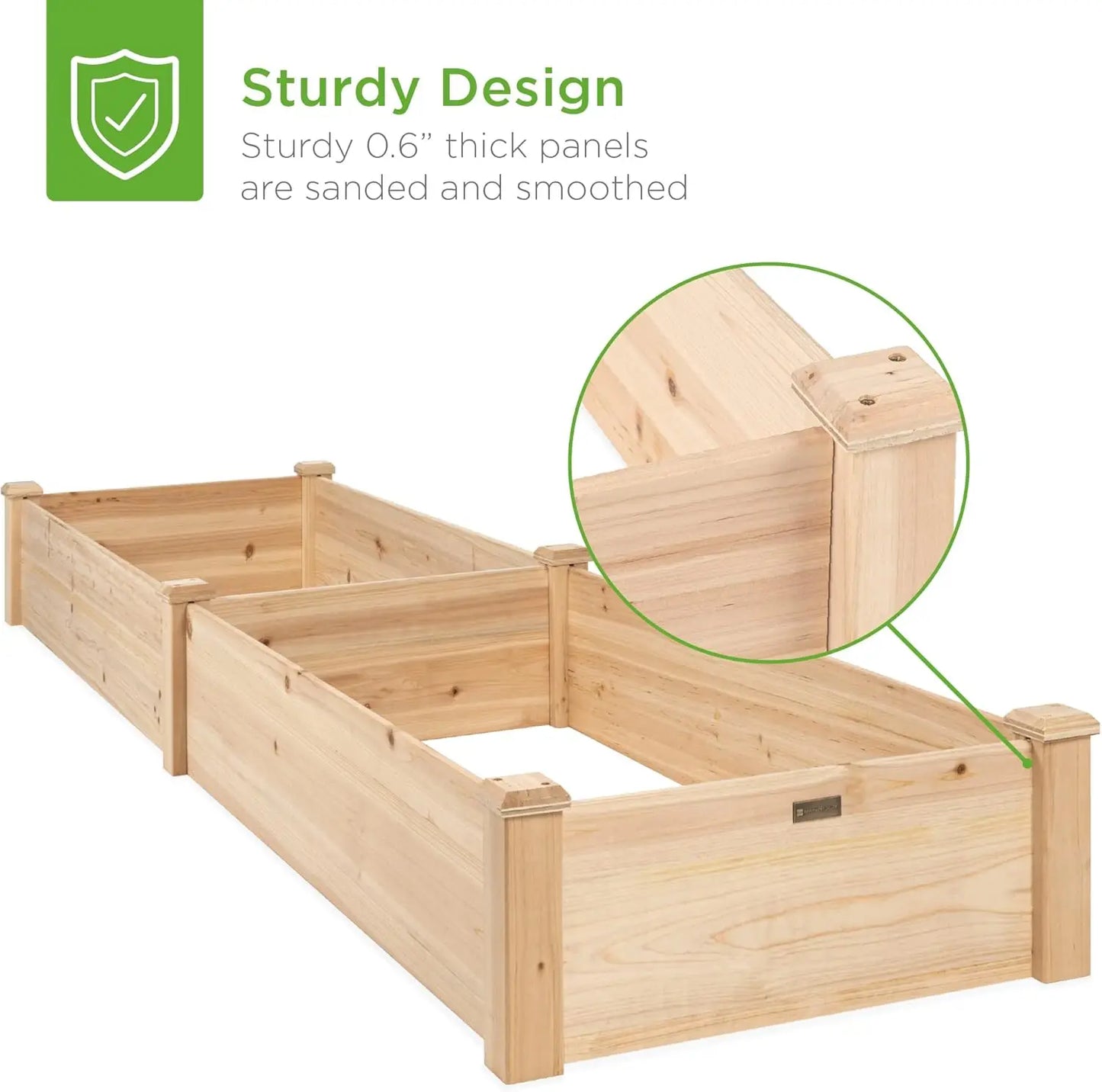 8x2ft Outdoor Wooden Raised Garden Bed Planter for Vegetables, Grass, Lawn, Yard - Natural