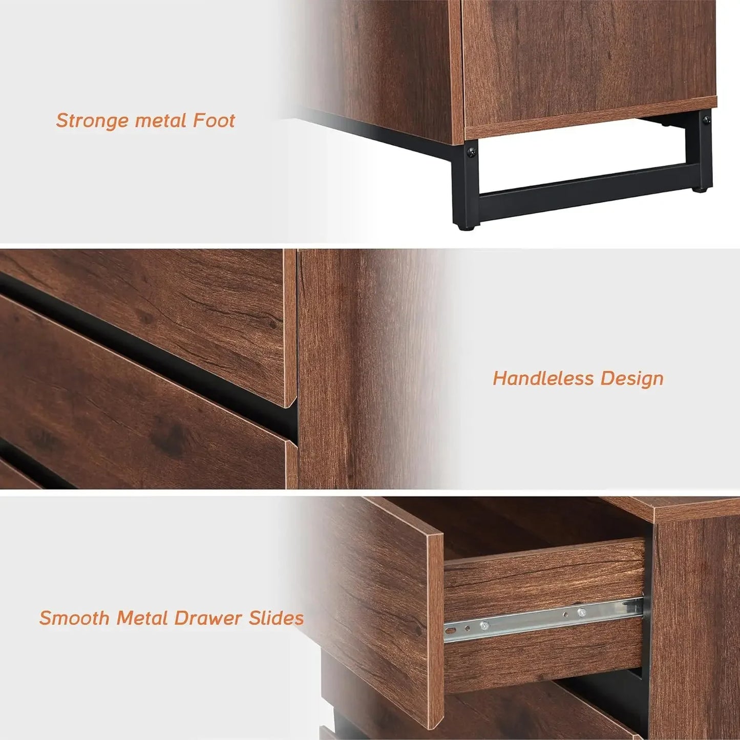 Dresser for Bedroom, Modern Wooden Chest , 6-Drawer Storage and Closet Organizer for Living Room, Hallway, or Entryway, Brown