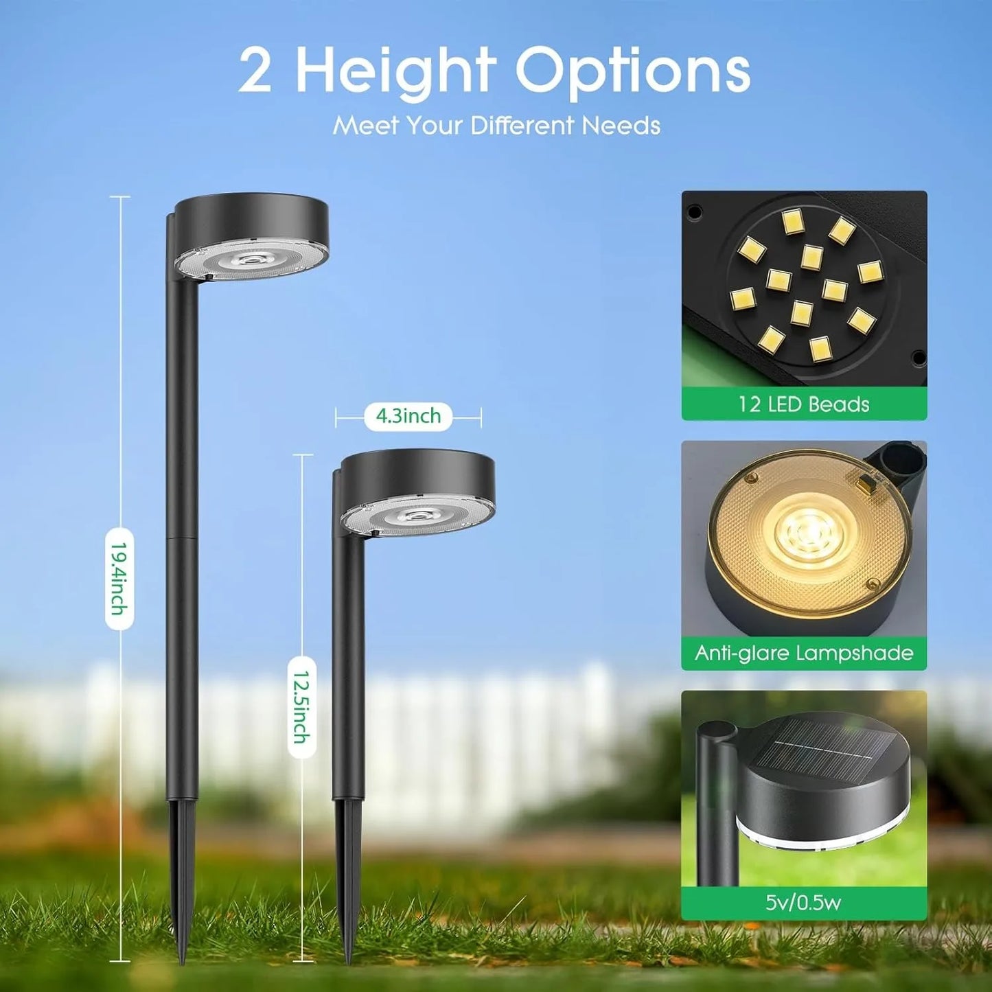 2/4/8 Pack Solar Pathway Lights Outdoor, Bright 12 LED Solar Lights Outdoor for Yard, for Outside Walkway Patio Path Driveway
