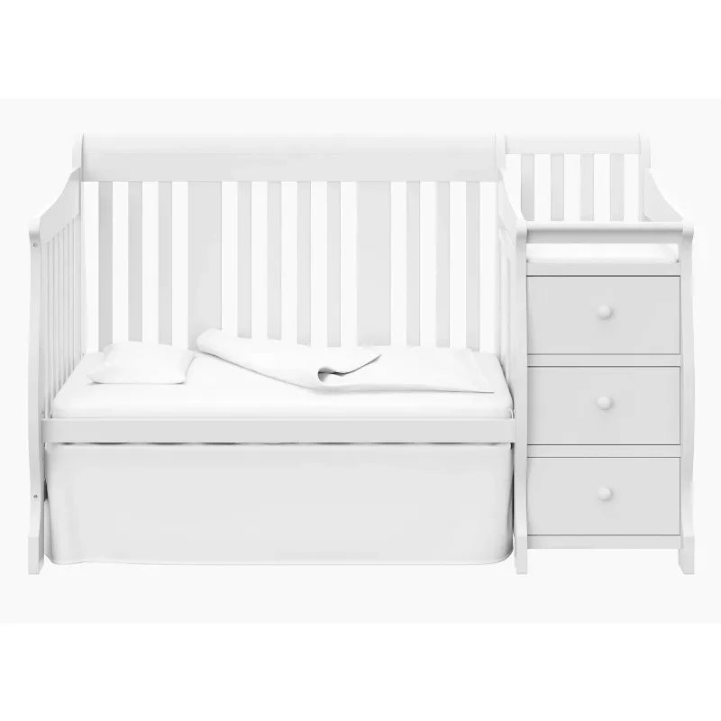 2025 Portofino 5-in-1 Convertible Crib and Changer (White) – Changing-Table Combo with Drawer, Converts to Toddler Bed, Daybed F