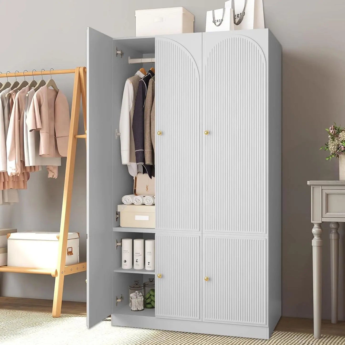 Wardrobes, Wardrobe Closet Cabinet with Hanging Rod, Modern Large Tall Locker Storage Cupboard Bedroom for Hanger Coat,Wardrob