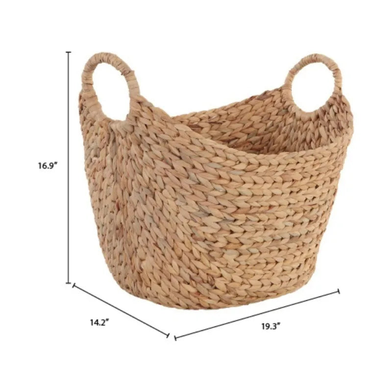 Oversized Water Hyacinth Boat Storage Organizer, Durable and Simple, Can Be Used to Store Toys, Blankets or Magazines